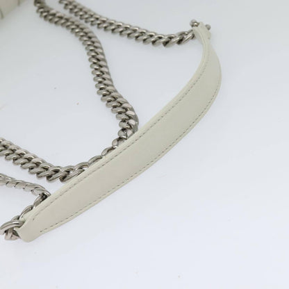 Prada Chain Flap Shoulder Bag Nappa Gaufre, WHITE, LEATHER, Shoulder bag