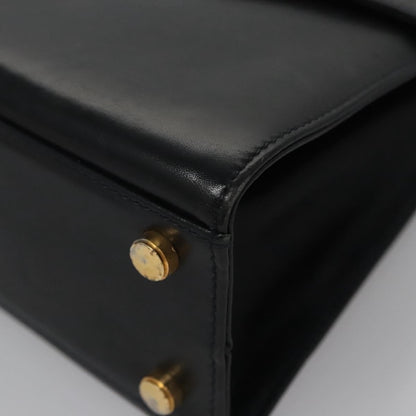 Salvatore Ferragamo Gancini handbag Leather, BLACK, LEATHER, Handbag