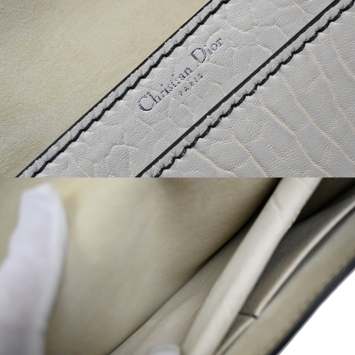 Christian Dior J'Adior Flap Bag Canyon Grained Lambskin with Mosaic Detail, White, Leather, Shoulder Bag