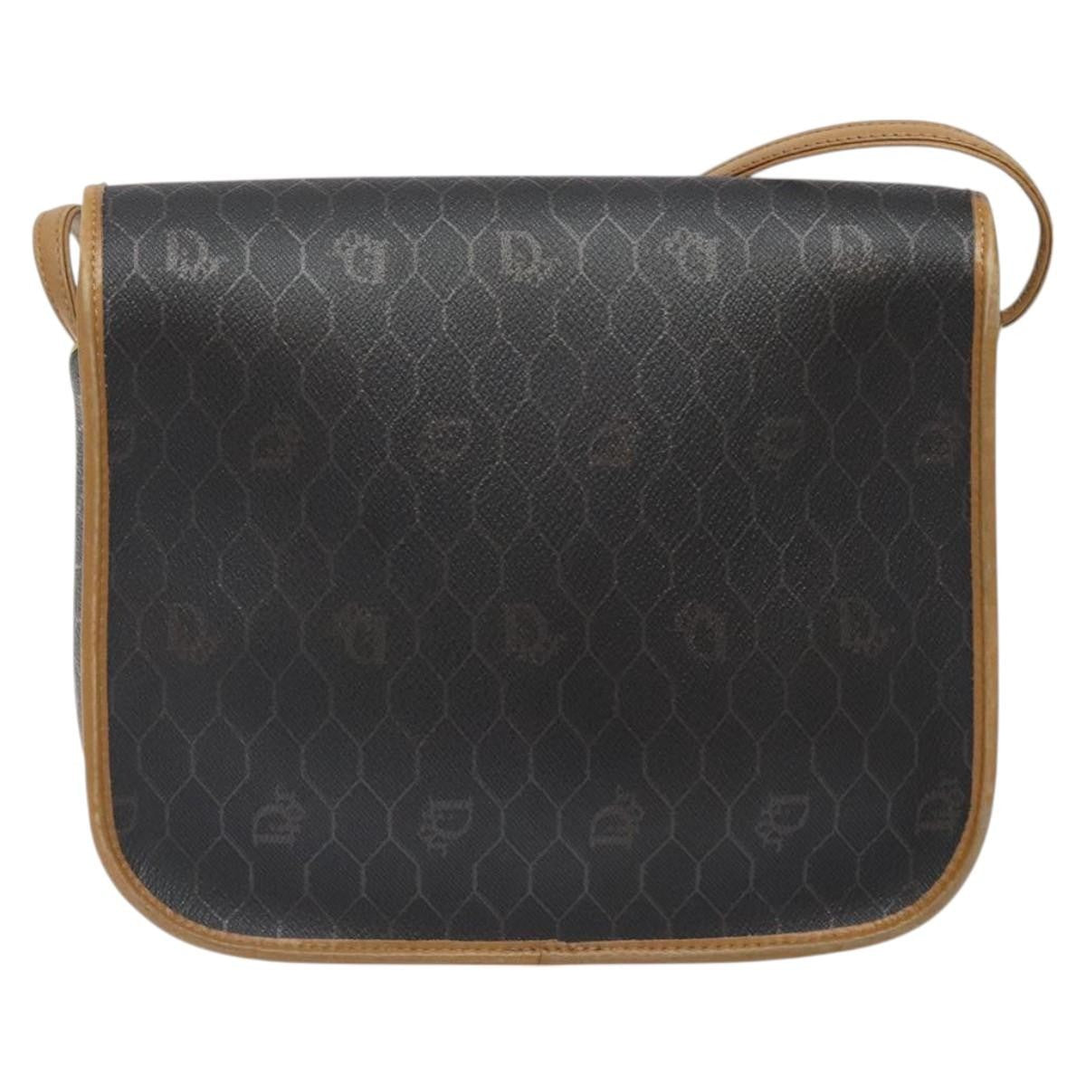 Christian Dior Vintage Honeycomb Flap Crossbody Bag Coated Canvas, GRAY, CANVAS, Crossbody bag