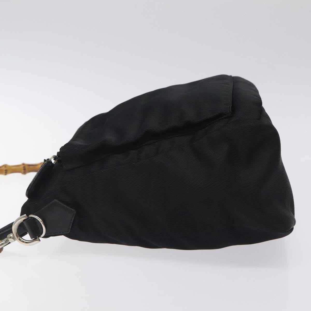 Gucci Vintage Bamboo Shoulder Bag Nylon, BLACK, NYLON, Shoulder bag