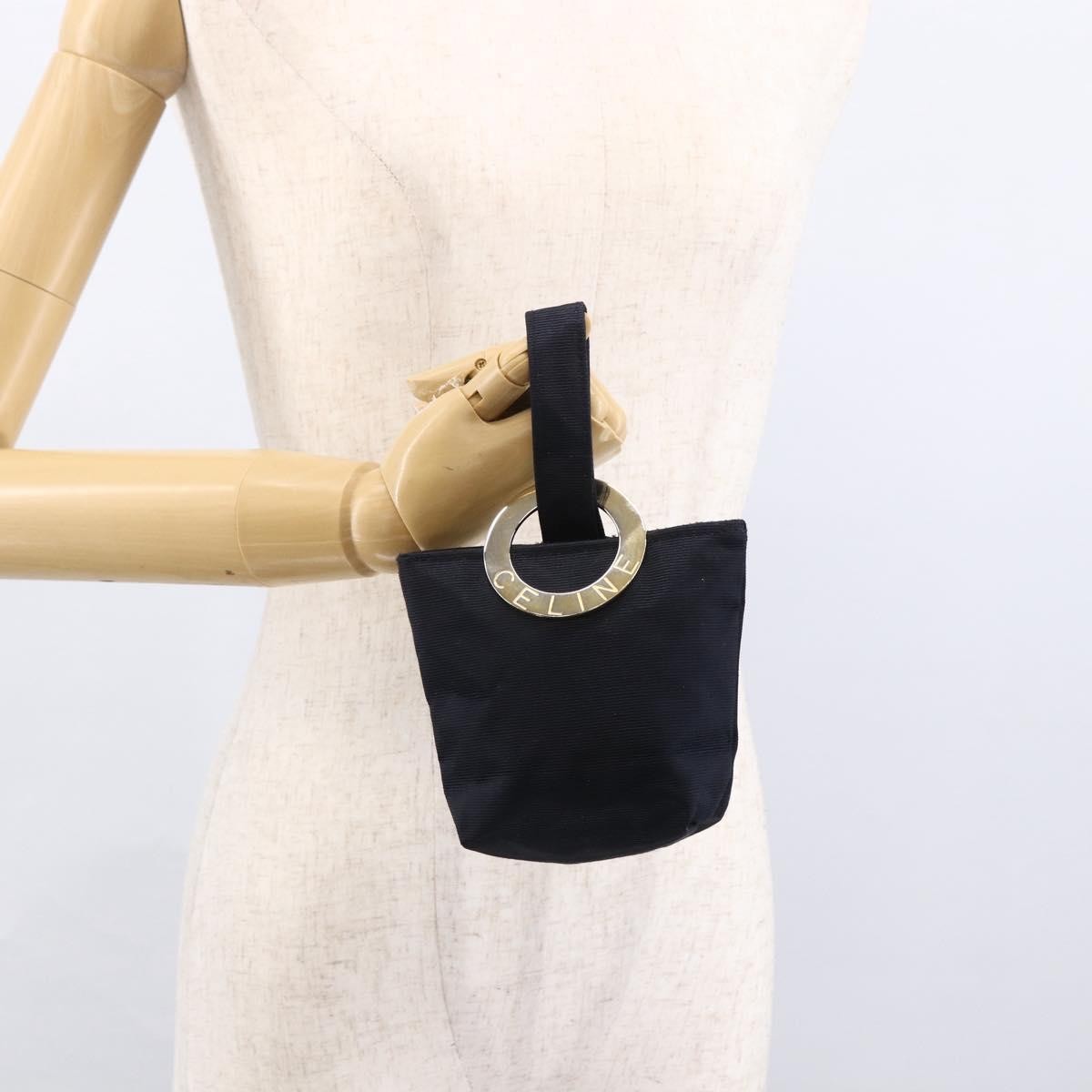 Celine Marin Wristlet Pouch Canvas with Leather, NAVY, NYLON, Clutche & pouche
