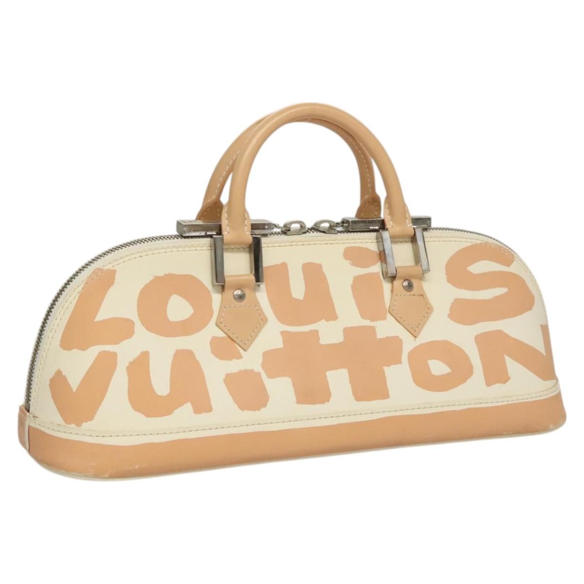 Louis Vuitton Alma Handbag Limited Edition Graffiti Leather, WHITE, CANVAS, Handbag