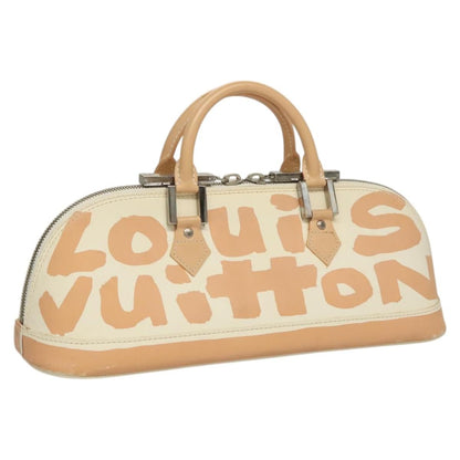 Louis Vuitton Alma Handbag Limited Edition Graffiti Leather, WHITE, CANVAS, Handbag