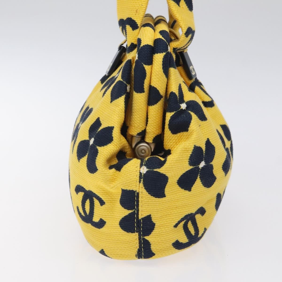 Chanel Vintage Frame Shoulder Bag Printed Canvas, YELLOW, COTTON, Shoulder bag