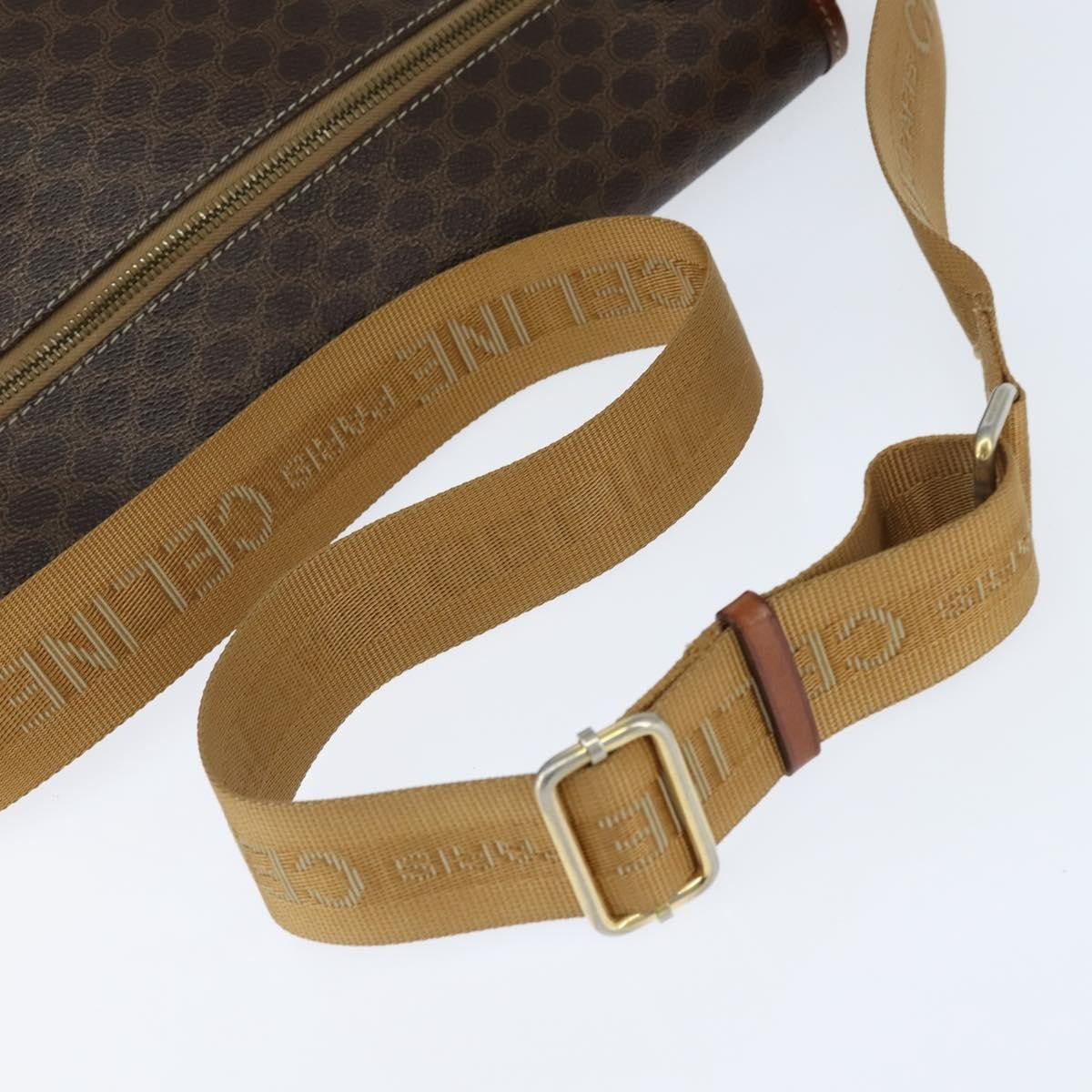 Celine Vintage Macadam Shoulder Bag Canvas and Leather, BROWN, CANVAS, Shoulder bag