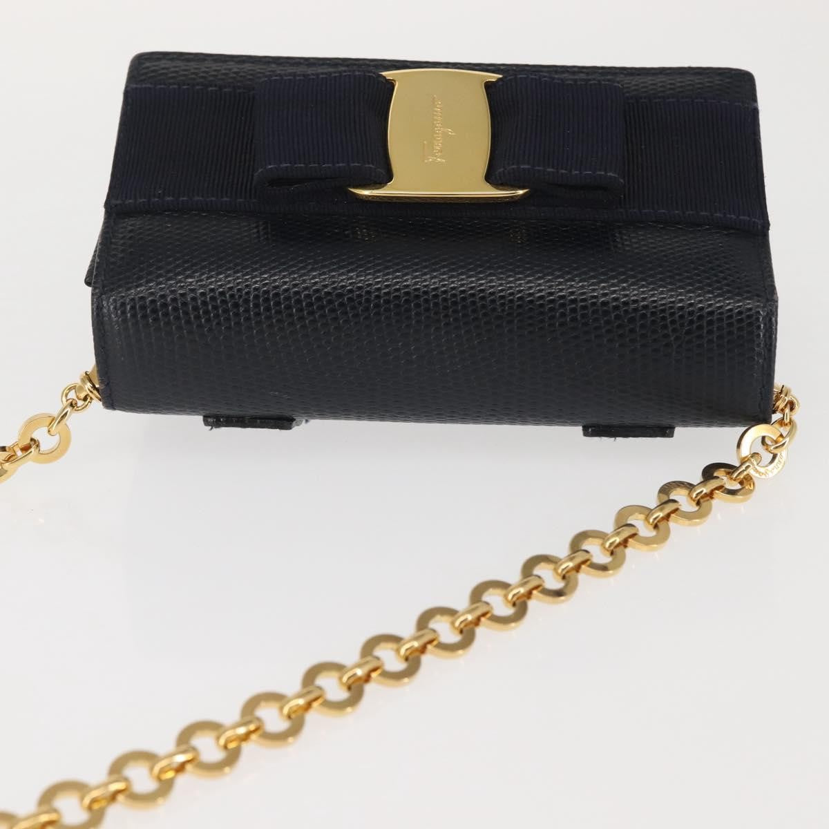 Salvatore Ferragamo Chain Flap Shoulder Bag Leather, BLACK, LEATHER, Shoulder bag