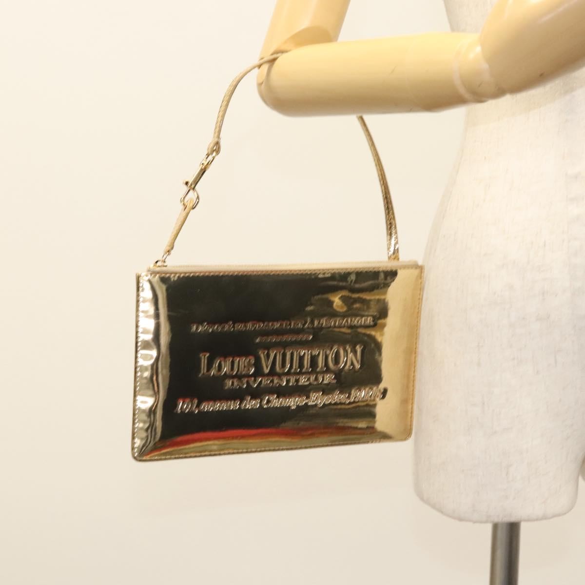 Louis Vuitton Pochette Plate Monogram mirror, GOLD, CANVAS, Clutche & pouche