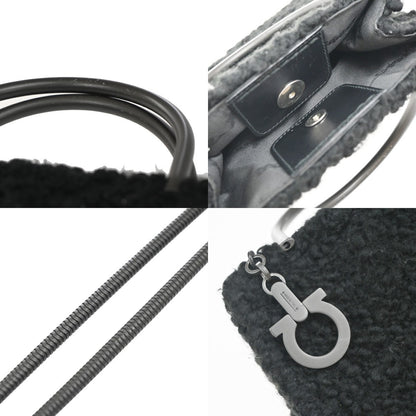 Salvatore Ferragamo Gancini handbag Wool, BLACK, WOOL, Handbag