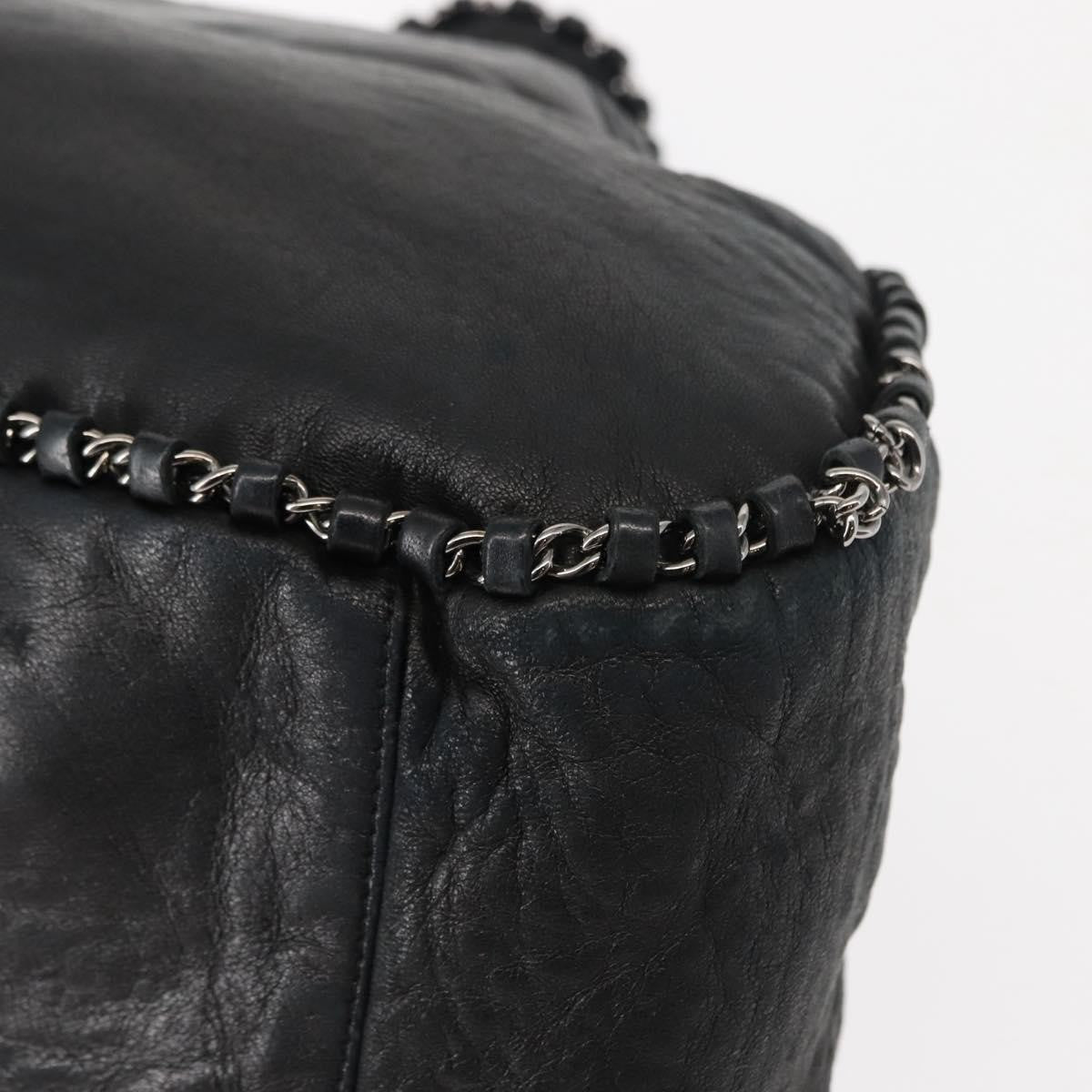 Chanel Vintage Chain Around Shoulder Bag Leather, BLACK, LEATHER, Shoulder bag