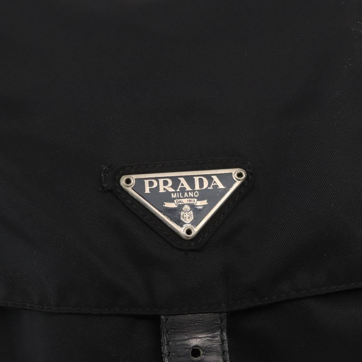 Prada Vela Double Front Pocket Backpack Tessuto with Saffiano Leather, BLACK, NYLON, Backpack