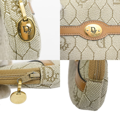 Christian Dior Honeycomb Zip Coin Purse Canvas and Leather, Beige, Canvas, Wallet
