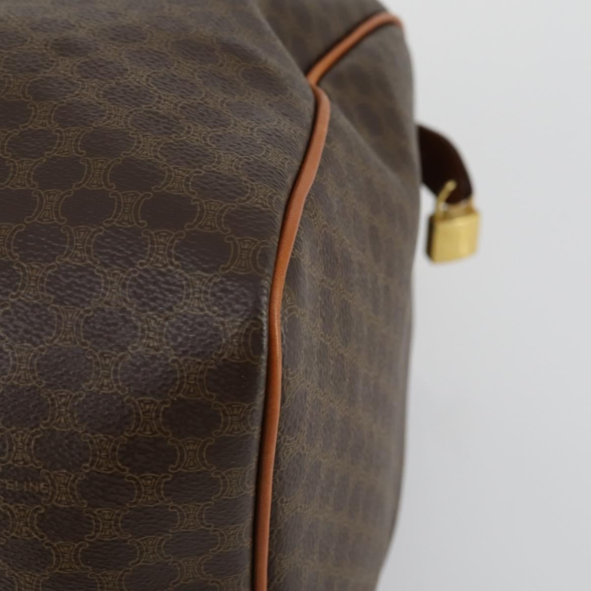 Celine Vintage Duffle Bag Macadam Coated Canvas, BROWN, PVC, Travel bag