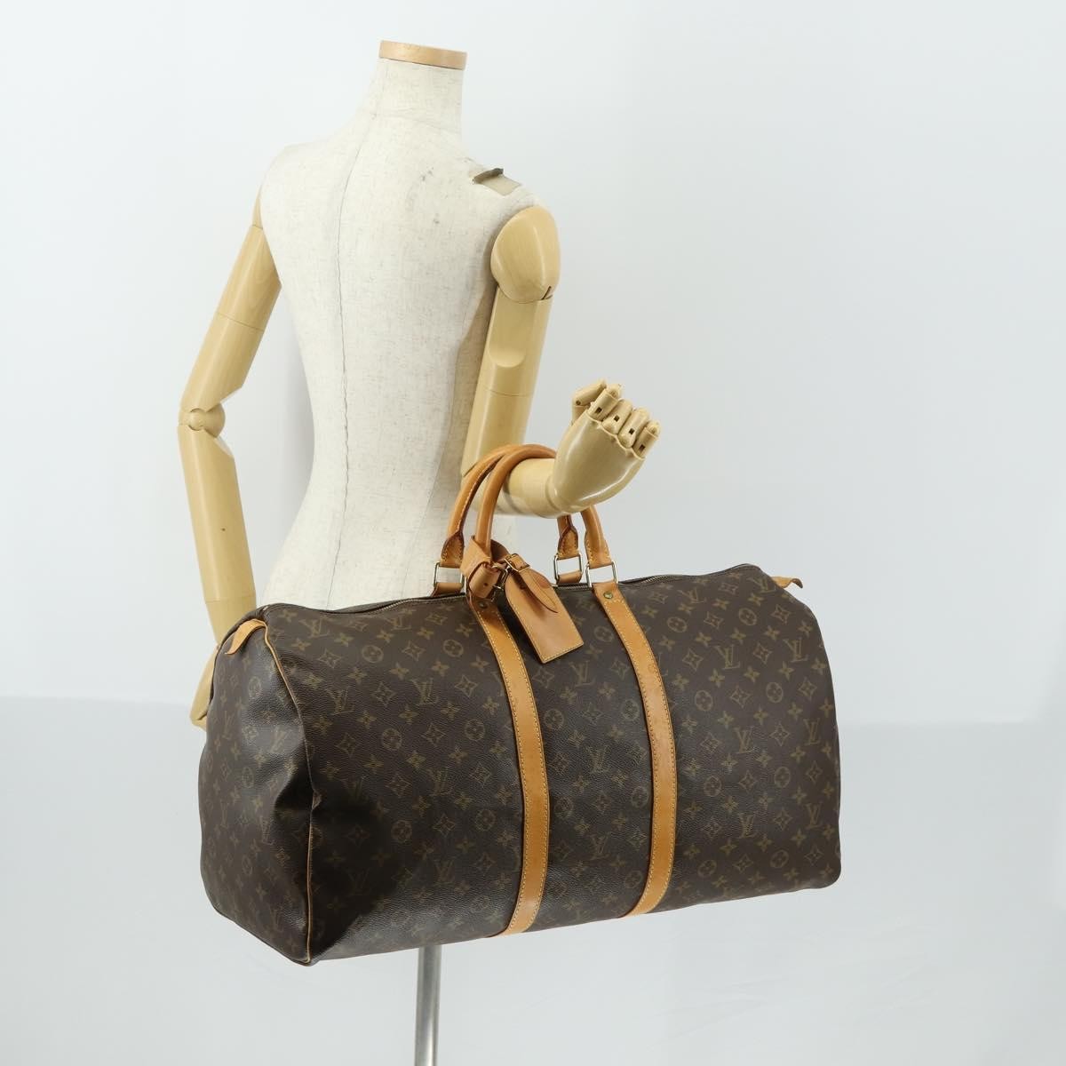 Louis Vuitton Keepall Bag Monogram Canvas, BROWN, CANVAS, Travel bag