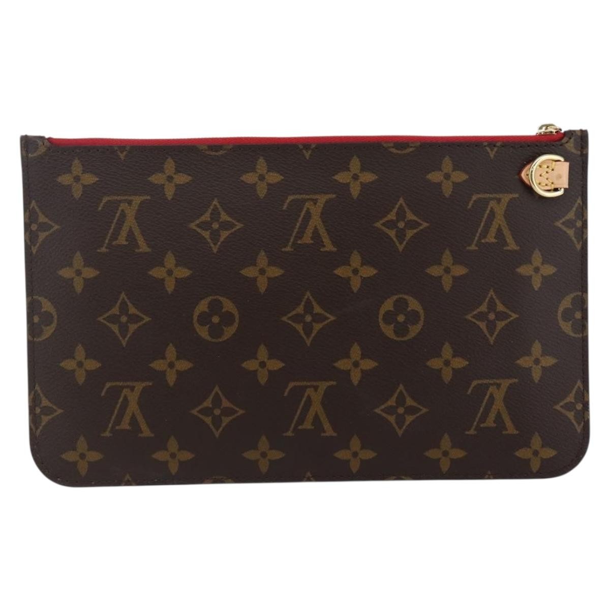 Louis Vuitton Neverfull Pochette Monogram Canvas, BROWN, CANVAS, Tote bag