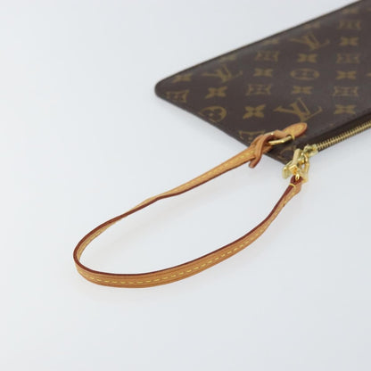 Louis Vuitton Neverfull Pochette Monogram Canvas, BROWN, CANVAS, Clutche & pouche