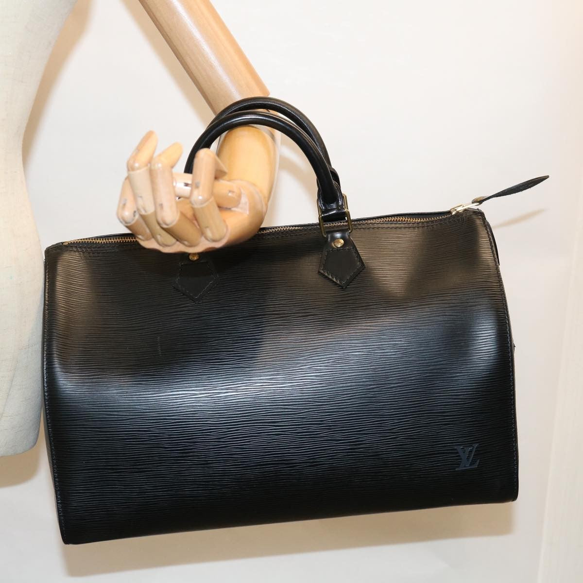 Louis Vuitton Speedy Handbag Epi Leather, BLACK, LEATHER, Handbag