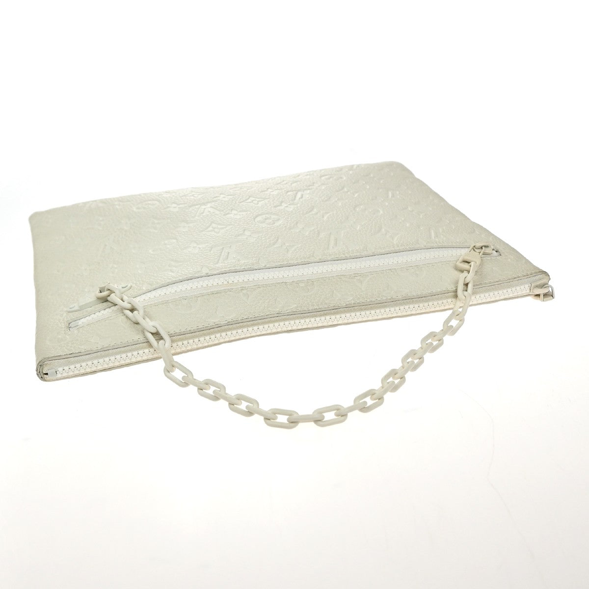 Louis Vuitton Pochette A4 Monogram Taurillon Leather, WHITE, LEATHER, Clutche & pouche