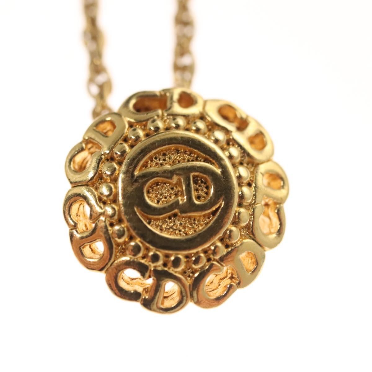 Christian Dior CD Round Pendant Necklace Metal, GOLD, METAL, Necklace