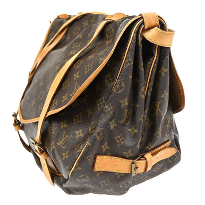 Louis Vuitton Saumur Handbag Monogram Canvas, Brown, Leather, Shoulder Bag