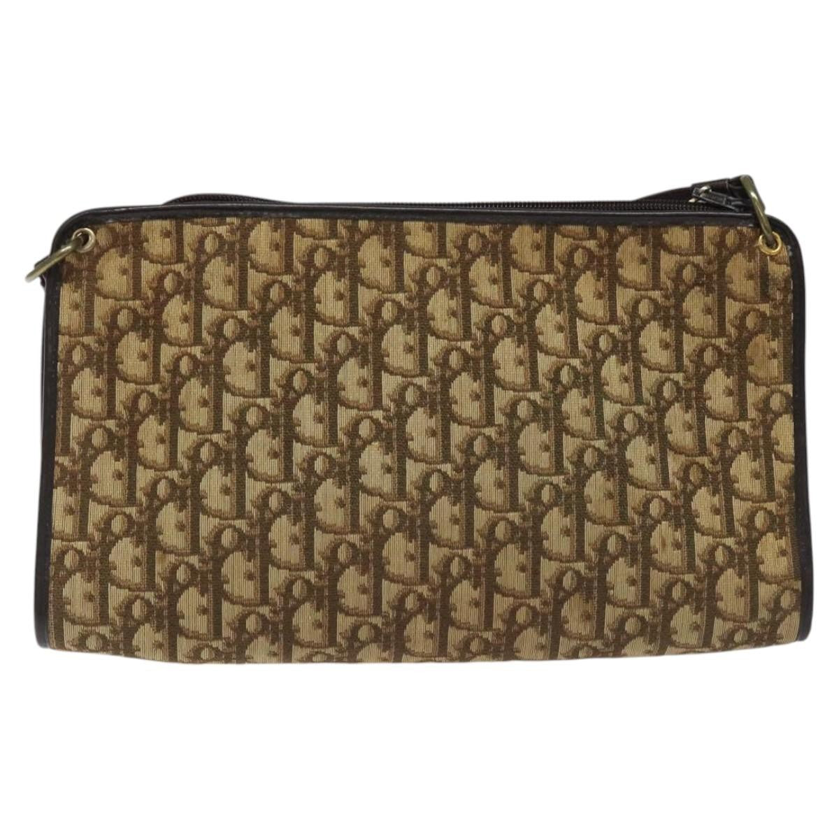 Christian Dior Vintage Trotter Shoulder Bag Canvas, BROWN, CANVAS, Shoulder bag