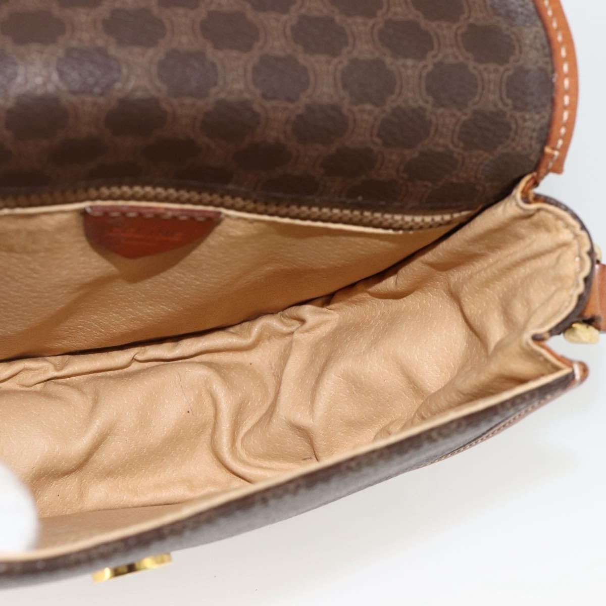 Celine Vintage Macadam Shoulder Bag Canvas and Leather, Brown, Canvas, Shoulder Bag