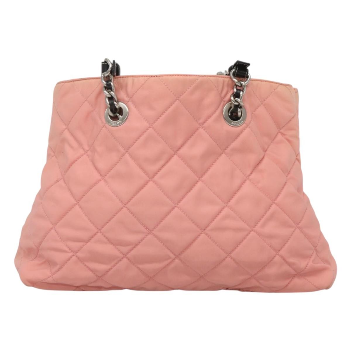 Prada Chain Zip Tote Quilted Tessuto, PINK, NYLON, Tote bag