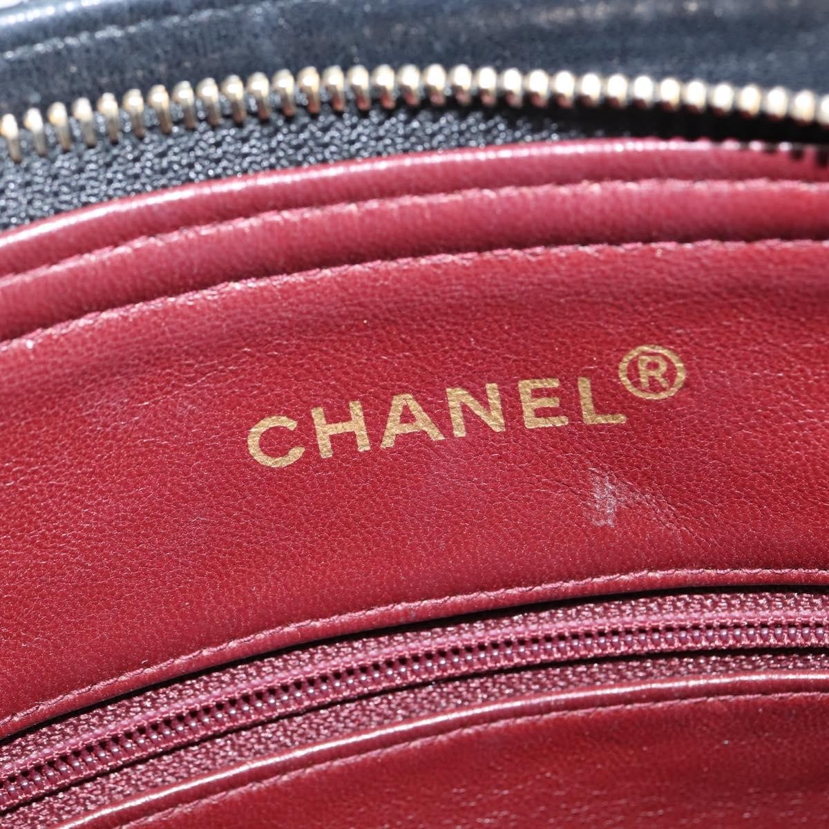 Chanel Vintage Front Pocket Shoulder Bag Quilted Lambskin, BLACK, LEATHER, Shoulder bag