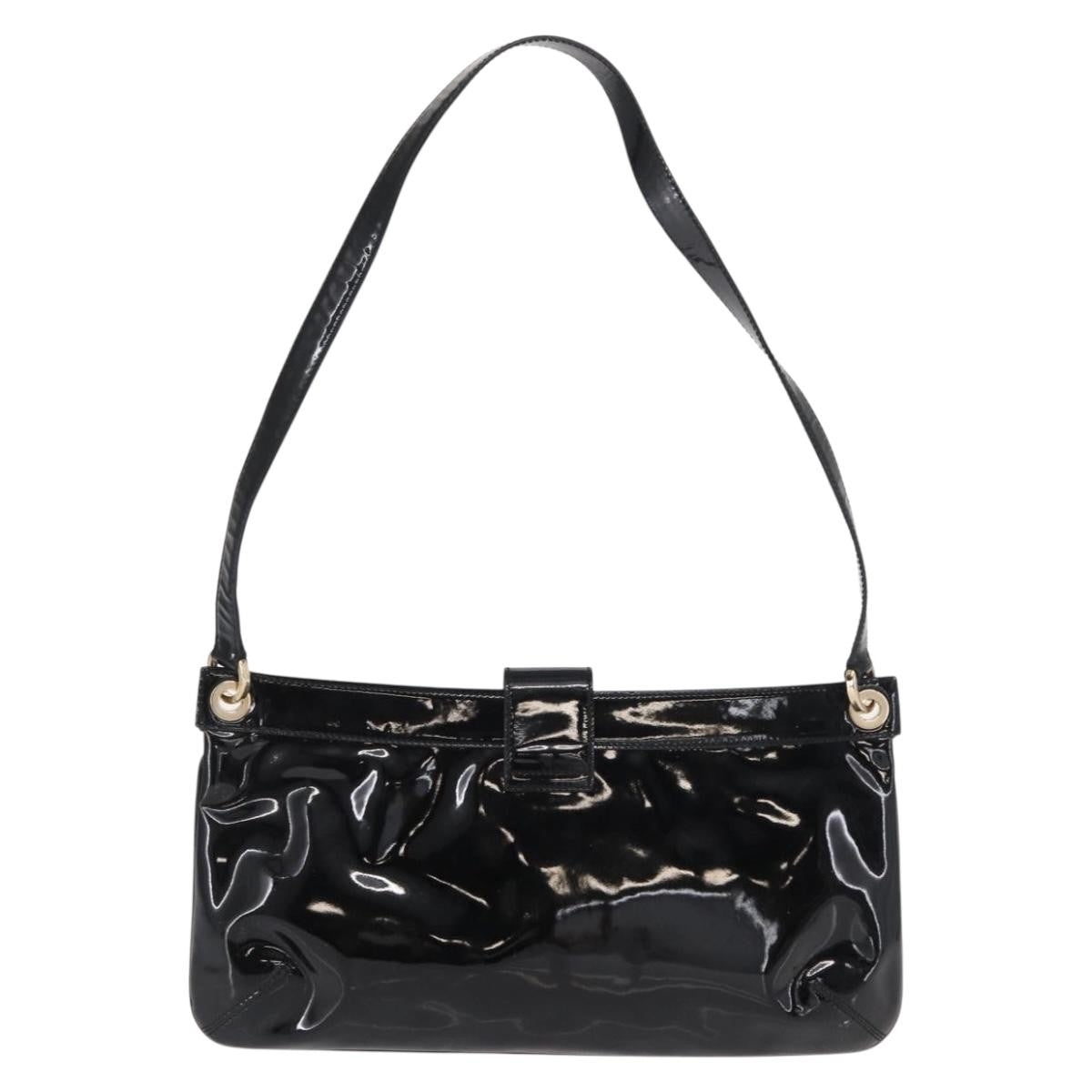 Salvatore Ferragamo Gancini Shoulder Bag Patent Leather, BLACK, PATENT_LEATHER, Shoulder bag