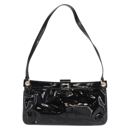 Salvatore Ferragamo Gancini Shoulder Bag Patent Leather, BLACK, PATENT_LEATHER, Shoulder bag