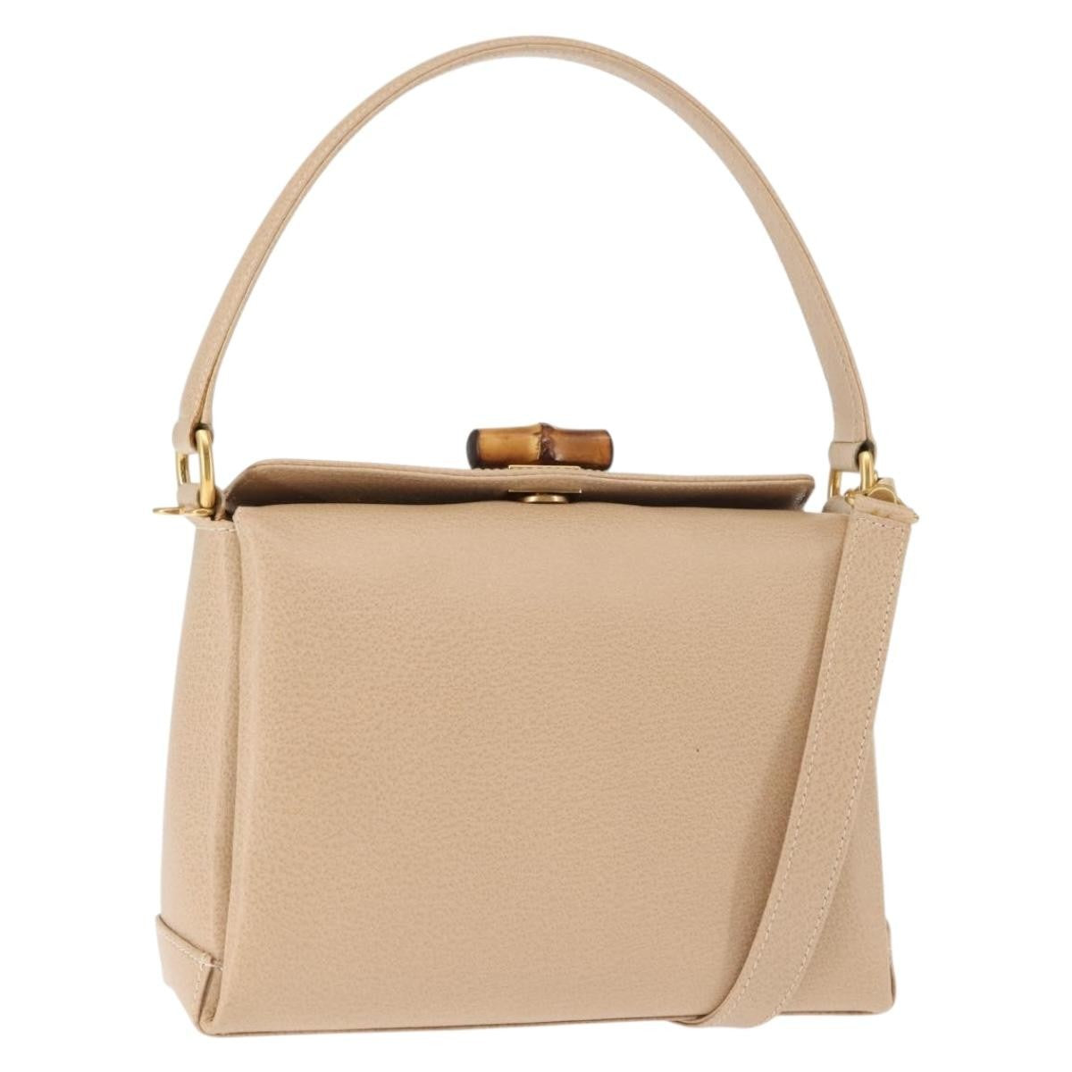 Gucci Vintage Convertible Bamboo Box Crossbody Bag Leather, BEIGE, LEATHER, Crossbody bag