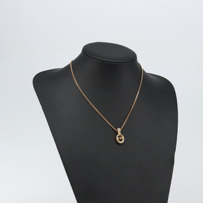 Christian Dior CD Pendant Necklace Metal, GOLD, METAL, Necklace