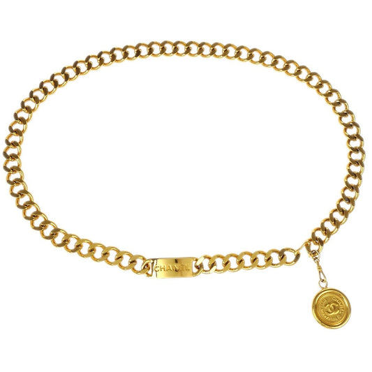 Chanel Medallion Chain Link Belt Metal, GOLD, GOLD_PLATED, Belts