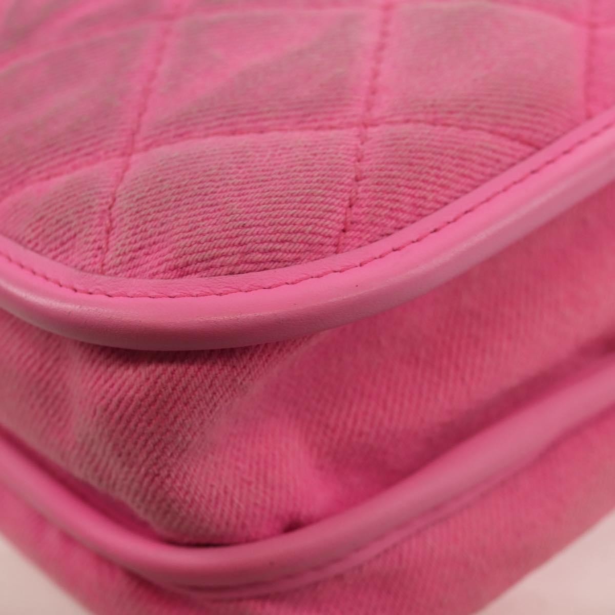 Chanel Flap Messenger Bag Quilted Denim, PINK, CANVAS, Shoulder bag
