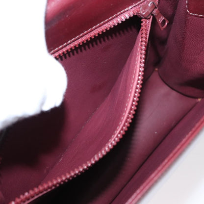 Celine Vintage Flap Shoulder Bag Leather, BURGUNDY, LEATHER, Shoulder bag