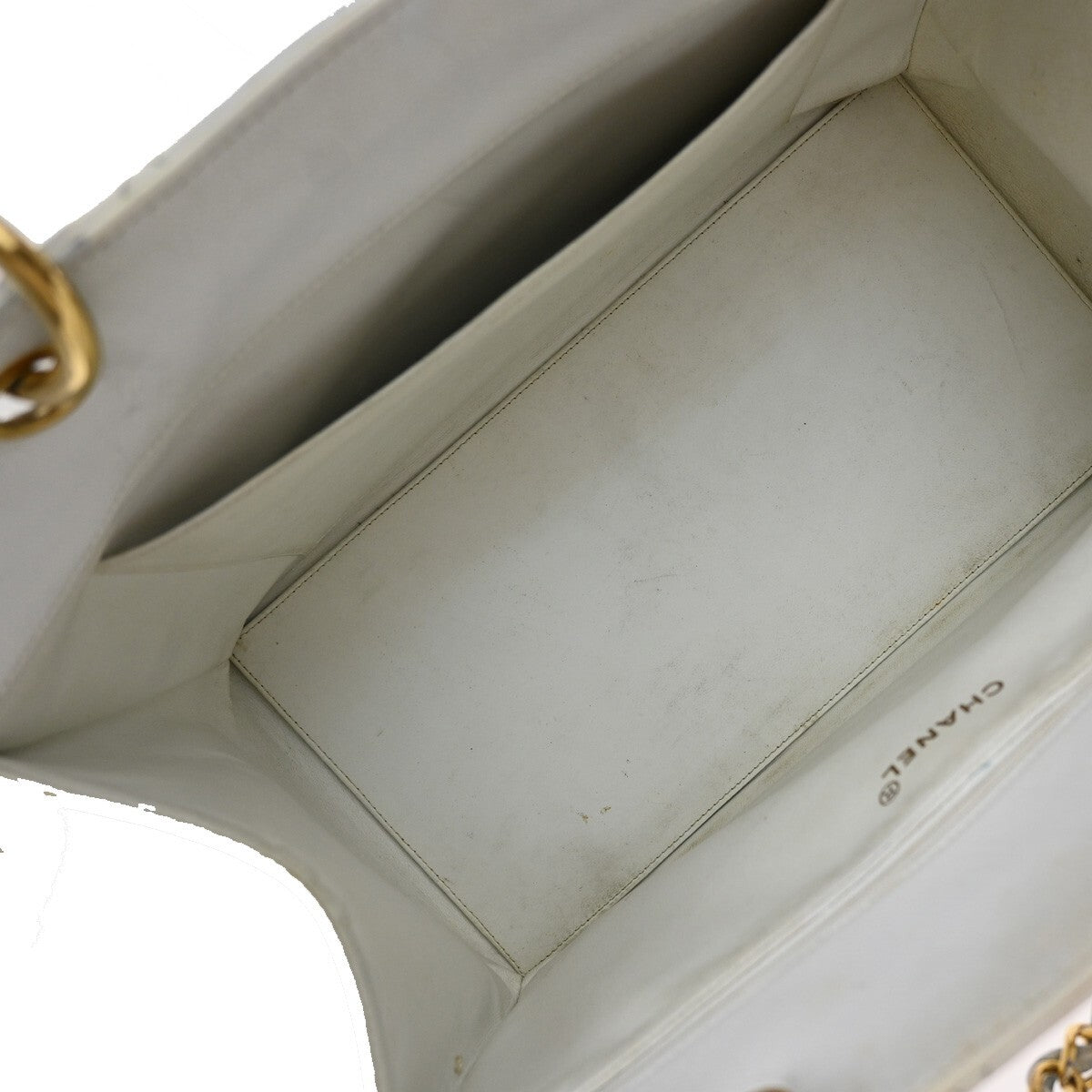 Chanel Vintage Grand Shopping Tote Quilted Calfskin, WHITE, LEATHER, Tote bag