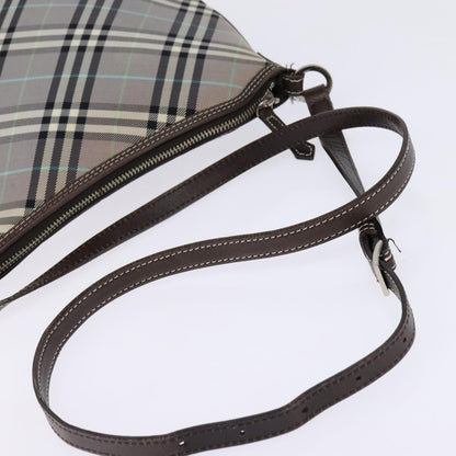 Burberry Nova Check Blue Label Canvas, Gray, Nylon, Shoulder Bag