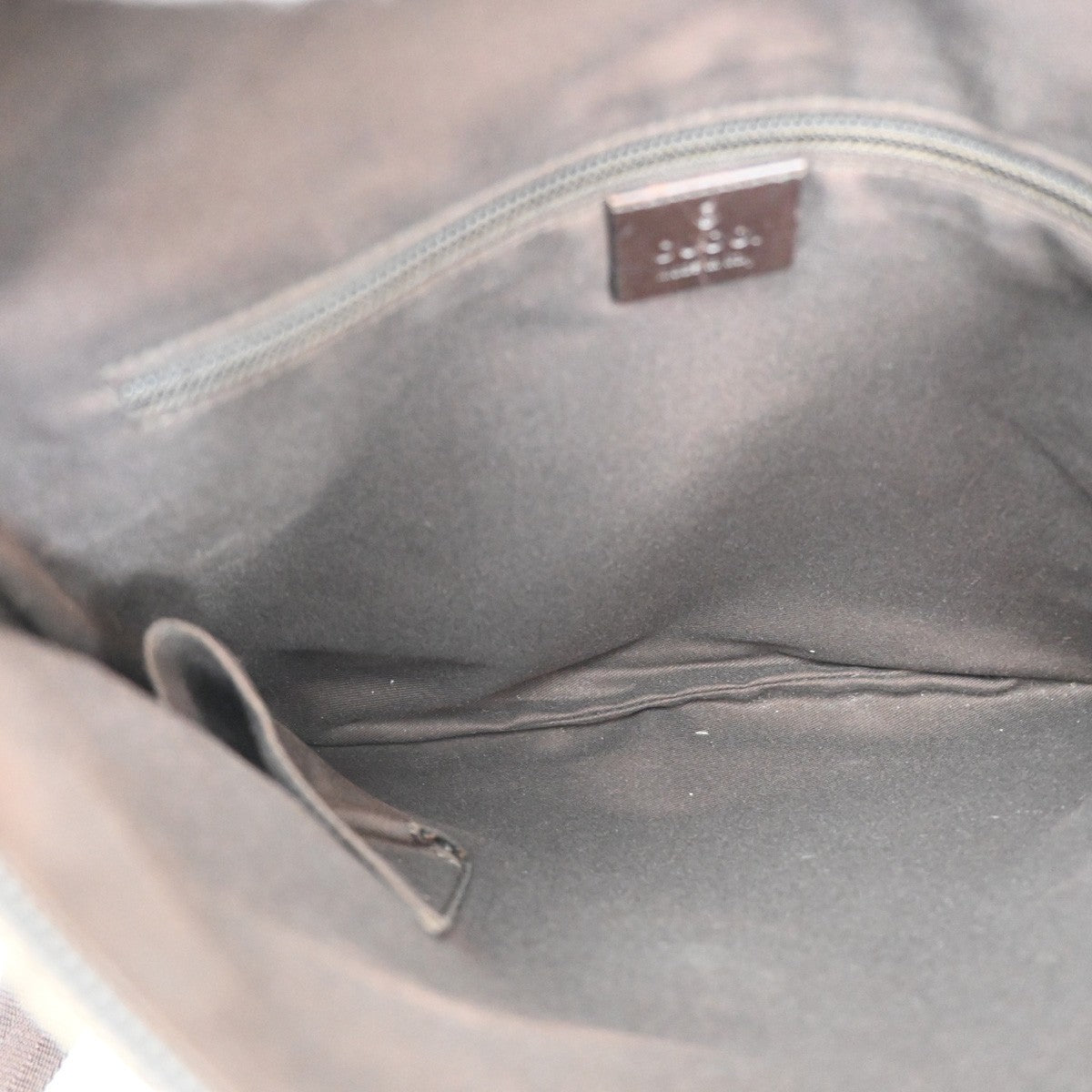 Gucci Zip Messenger Bag GG Canvas with Perforated Leather, BROWN, CANVAS, Shoulder bag