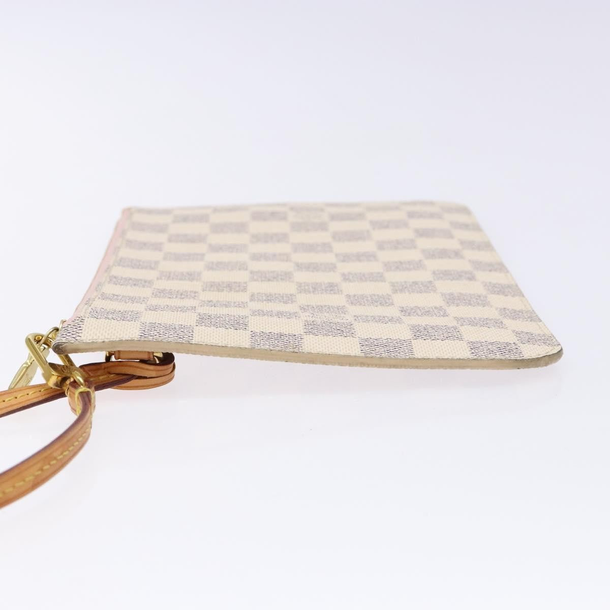 Louis Vuitton Neverfull Pochette Damier, WHITE, CANVAS, Tote bag