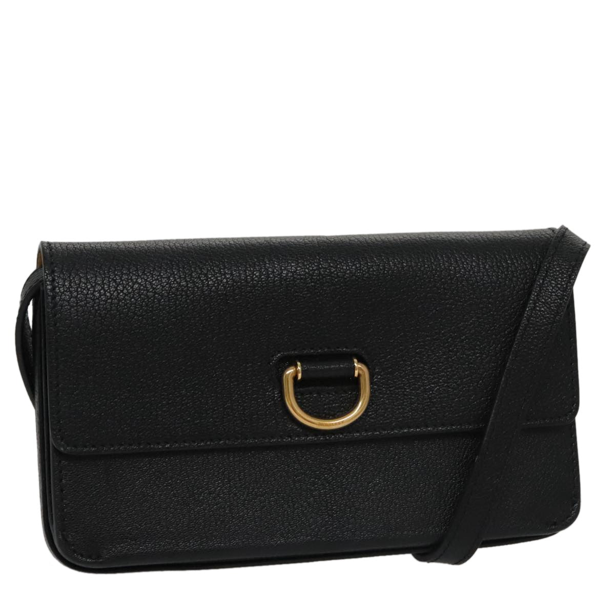 Burberry D-Ring Shoulder Bag Leather, BLACK, LEATHER, Shoulder bag