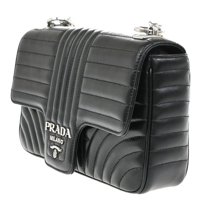 Prada Chain Flap Shoulder Bag Diagramme Quilted Leather, BLACK, LEATHER, Shoulder bag