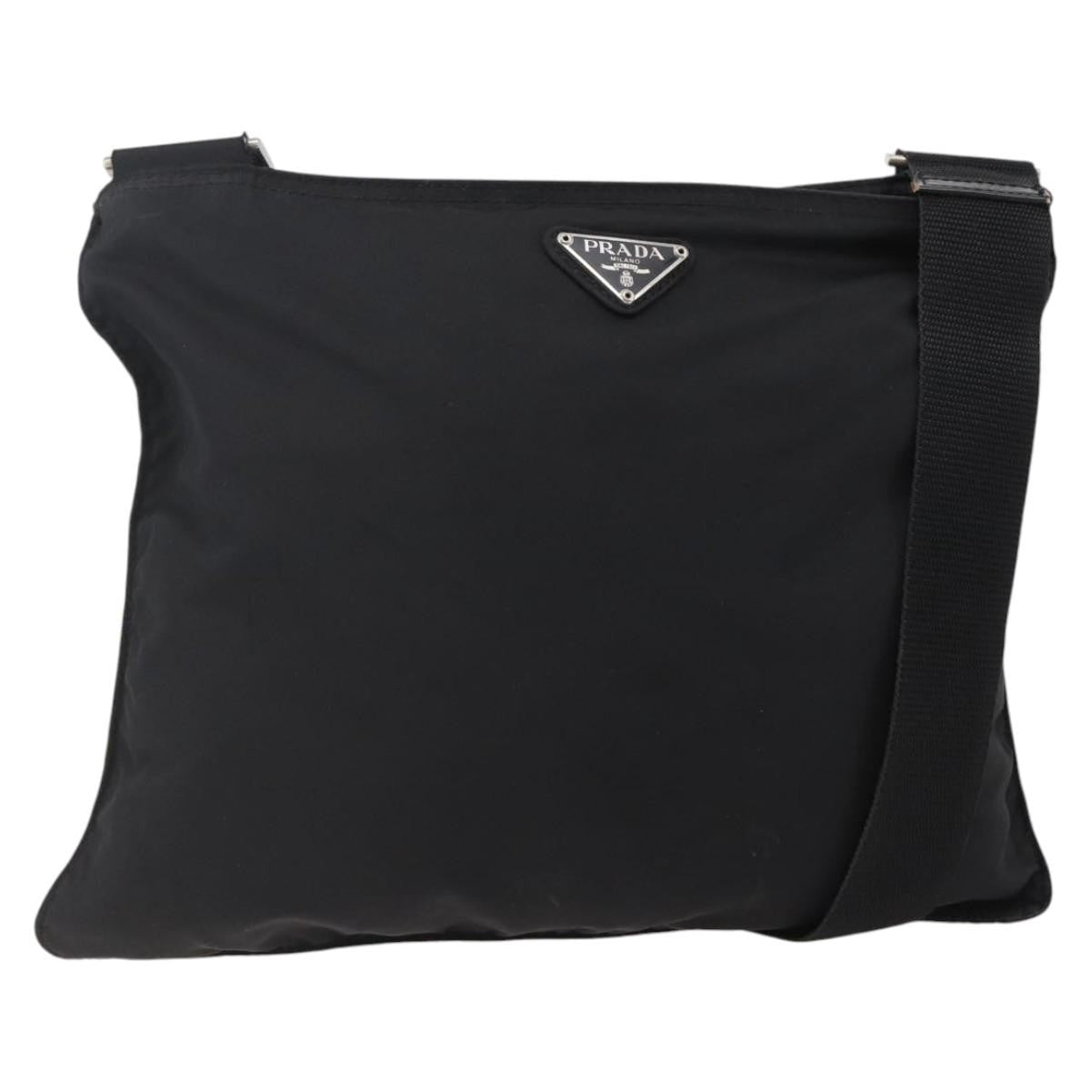 Prada Flat Messenger Bag Tessuto, BLACK, NYLON, Shoulder bag