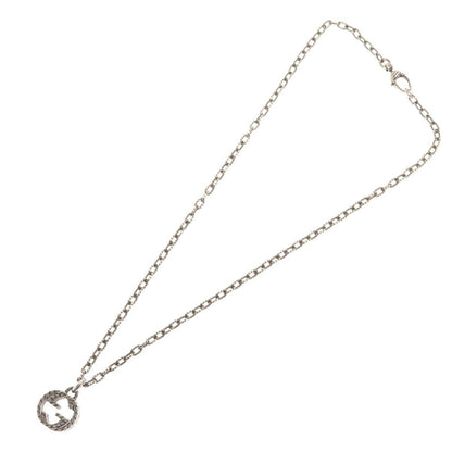 Gucci Engraved Interlocking G Chain Link Pendant Necklace Sterling Silver, SILVER, SILVER, Necklace