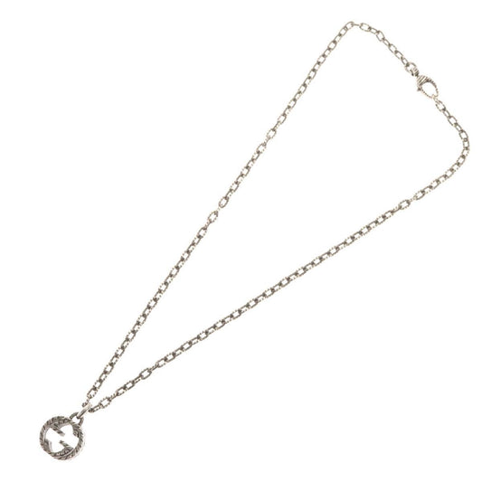 Gucci Engraved Interlocking G Chain Link Pendant Necklace Sterling Silver, SILVER, SILVER, Necklace