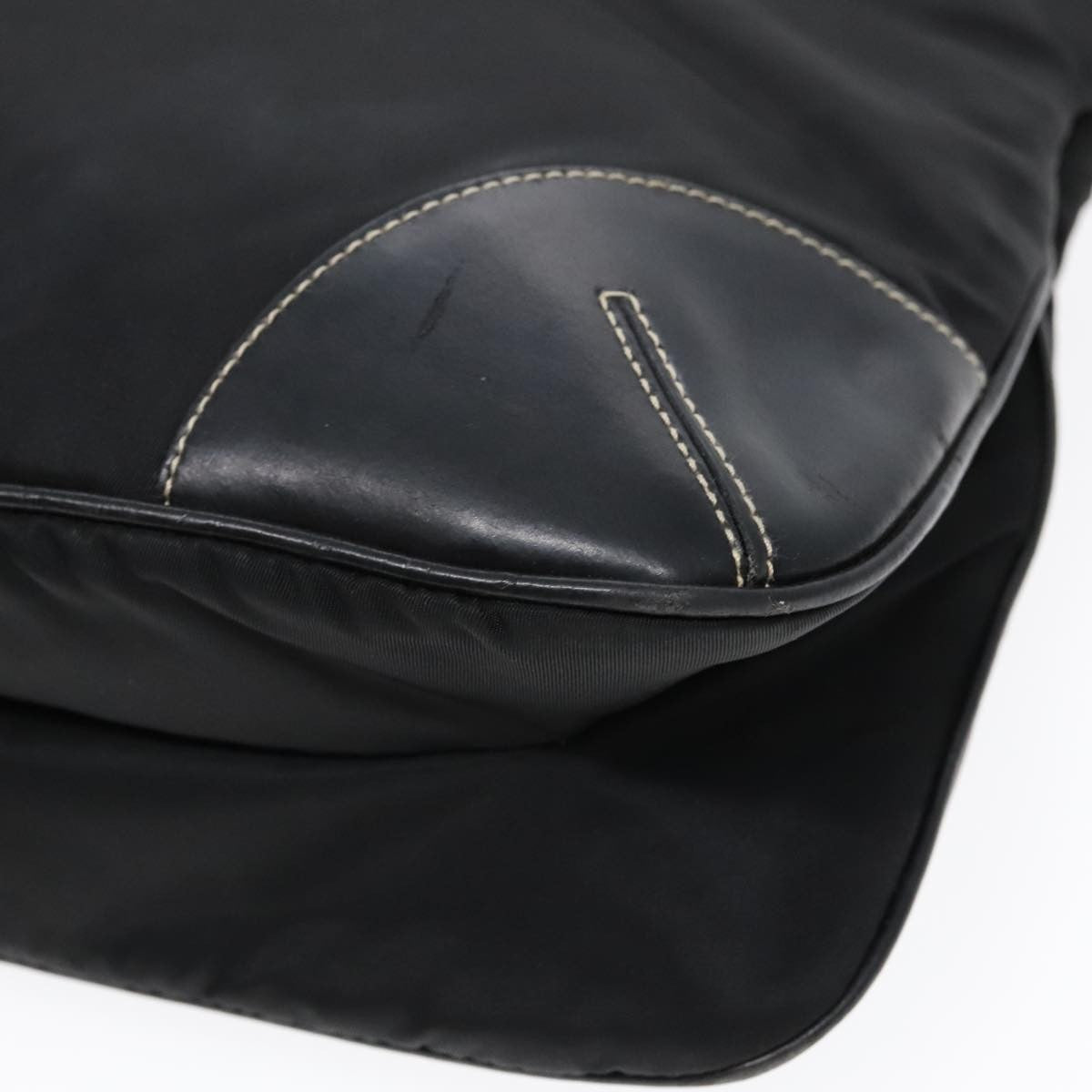 Prada Zip Messenger Bag Tessuto with Leather, BLACK, NYLON, Shoulder bag