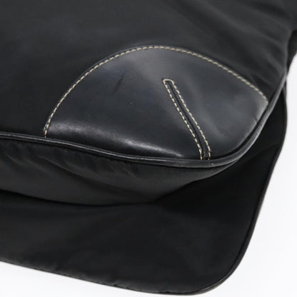 Prada Zip Messenger Bag Tessuto with Leather, BLACK, NYLON, Shoulder bag