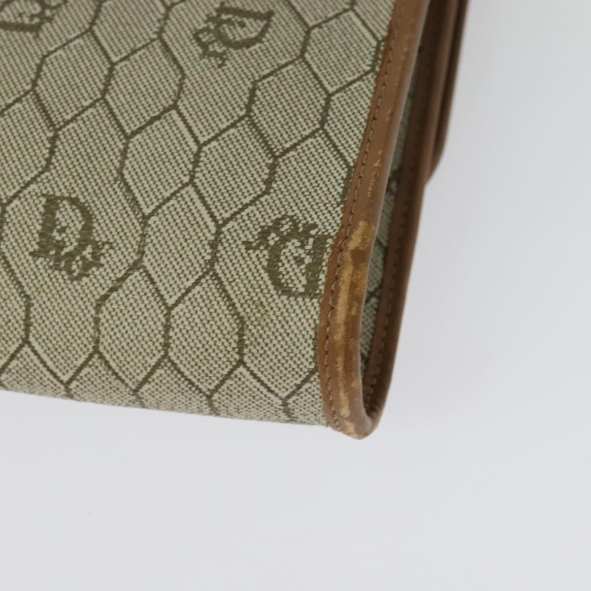 Christian Dior Vintage Honeycomb chain Canvas, BEIGE, CANVAS, Handbag