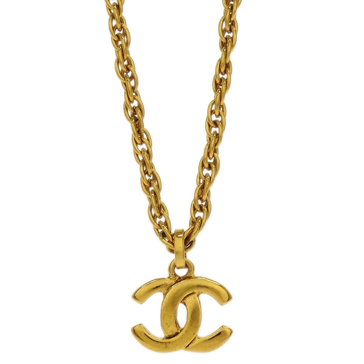 Chanel Vintage CC Pendant Necklace Metal, GOLD, METAL, Necklace