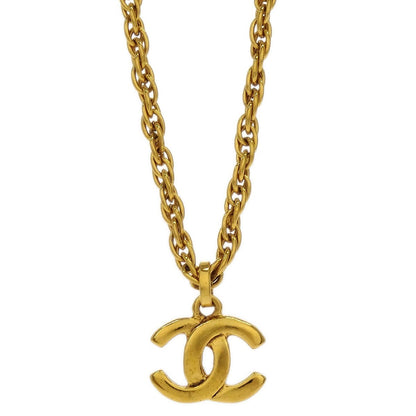 Chanel Vintage CC Pendant Necklace Metal, GOLD, METAL, Necklace