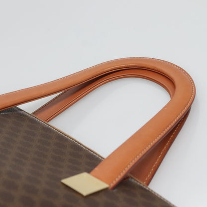 Celine Macadam Handbag Macadam with leather, BROWN, CANVAS, Handbag